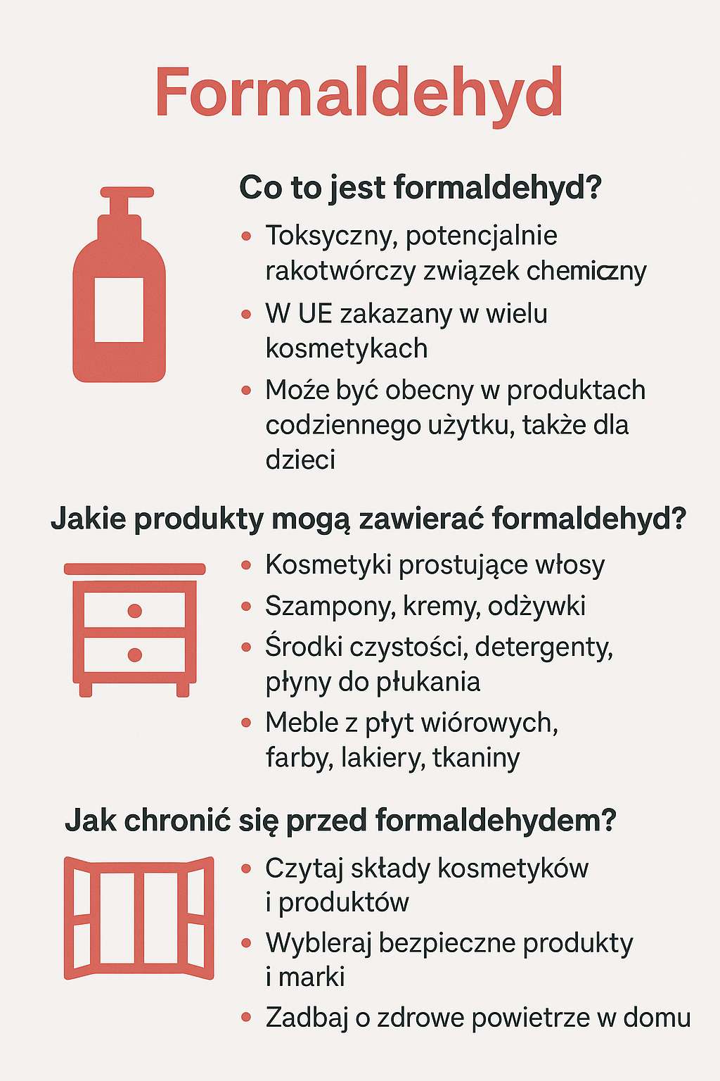szkodliwość formaldehydu infografika